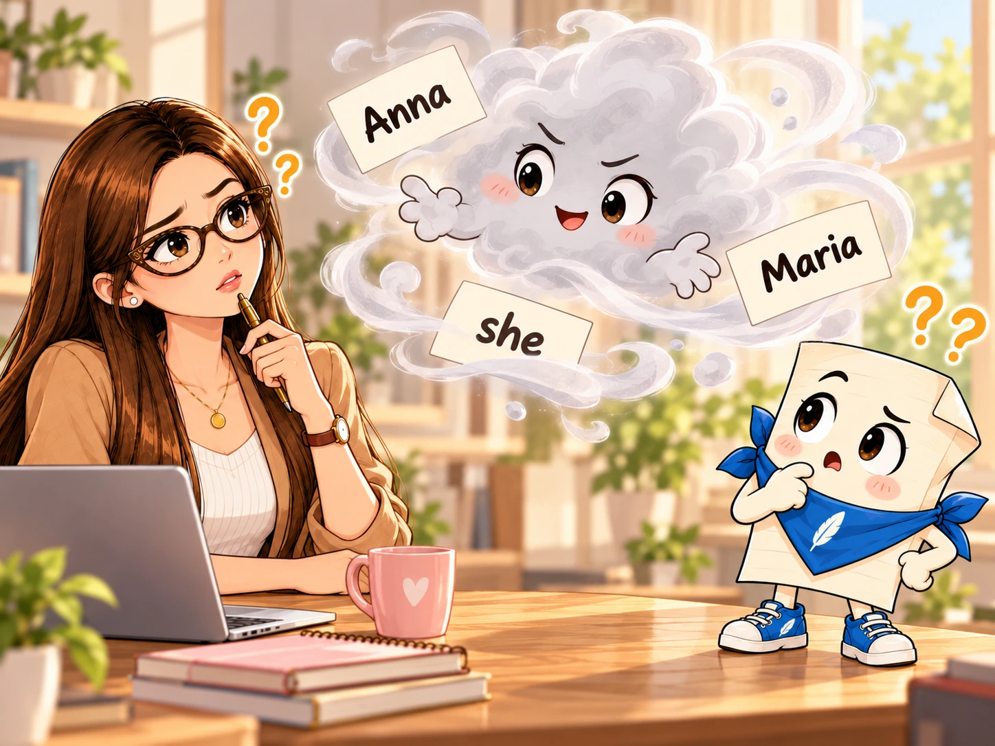 Foggy appears between Anna, Maria, and she